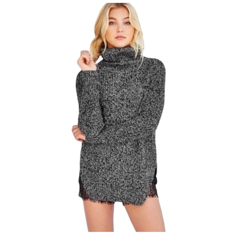 urban outfitters silence + noise black marled turtleneck sweater Small